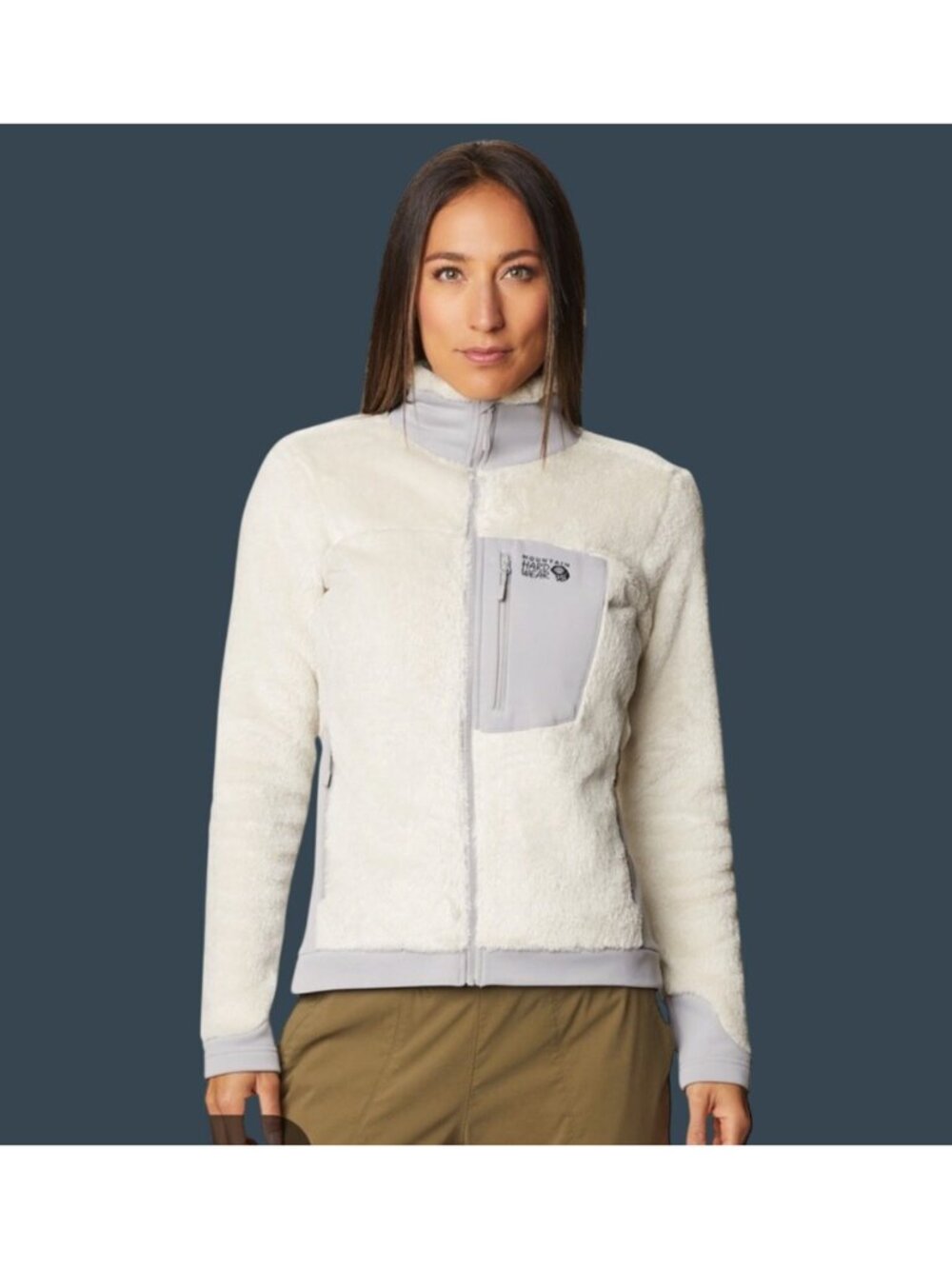 Mountain Hardwear Polartec High Loft Jacket Womens Beige Full Zip Fleece Size L